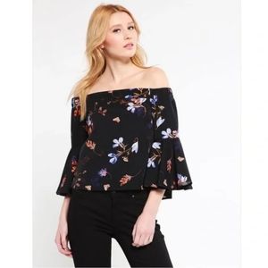 Topshop Floral Off Shoulder Top